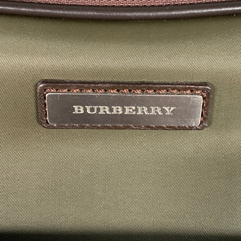 BURBERRY Brown Olive Nylon Leather Crossbody Bag