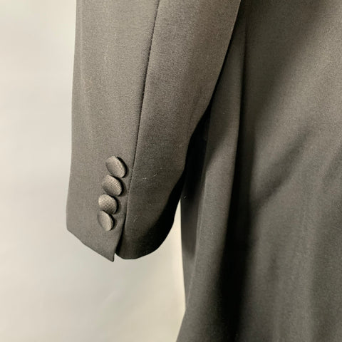 POLO by RALPH LAUREN Size 46 Black Virgin Wool Peak Lapel Tuxedo