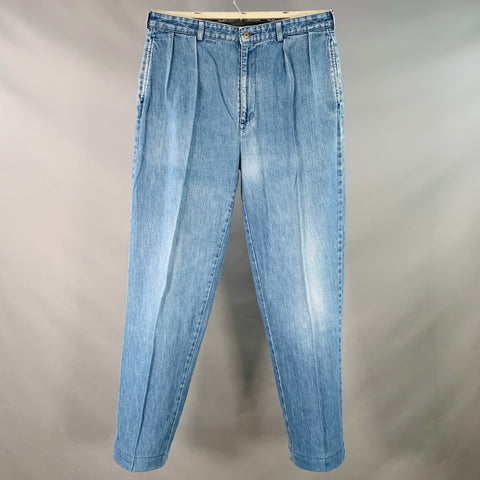 POLO by RALPH LAUREN Size 35 Blue Denim Tapered Pleated Jeans
