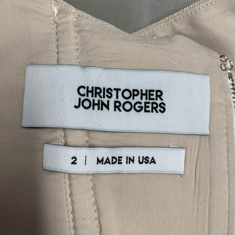 CHRISTOPHER JOHN ROGERS Size 2 Beige Cotton Blend Moare' Corset Casual Top