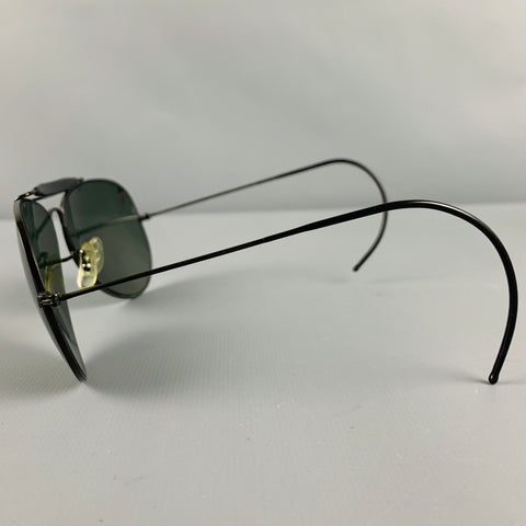 RAY-BAN Black Metallic Aviator Sunglasses