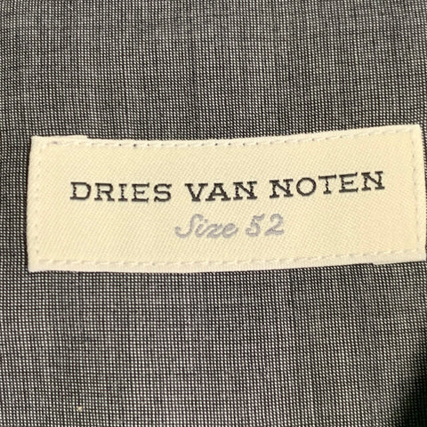 DRIES VAN NOTEN Size L Grey Charcoal Cotton Spread Collar Long Sleeve Shirt