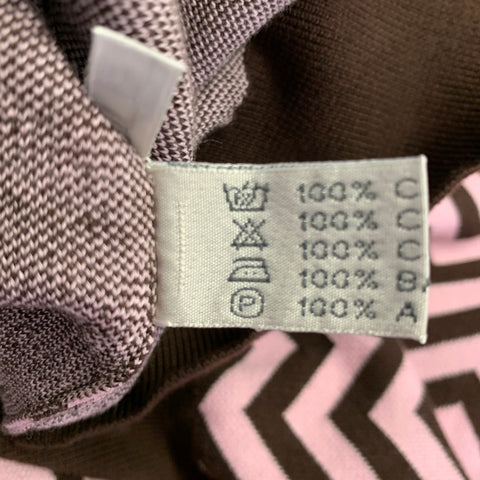 SARTORIO Size M Brown Pink Chevron Cotton Buttoned Polo