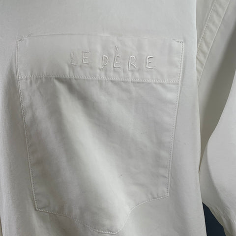 le PERE Size M White Logo Cotton Double Sleeve Long Sleeve Shirt