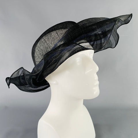 MARZI Black Nylon Straw Hat