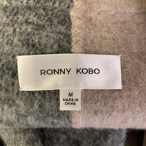 Manteau à revers pointus bicolore en laine gris-fauve RONNY KOBO taille M