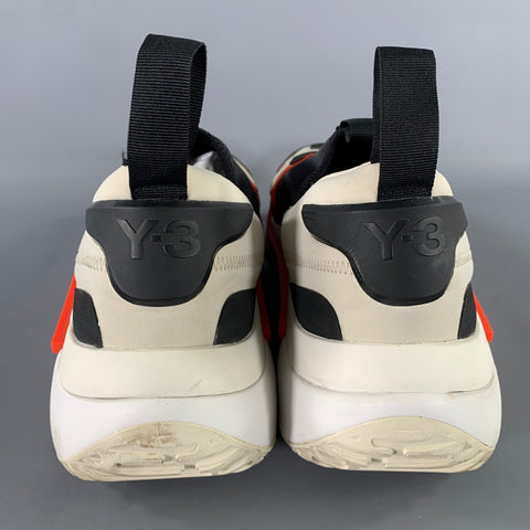 Y-3 Size 12 Black Orange & White Layered Canvas Slip On Sneakers