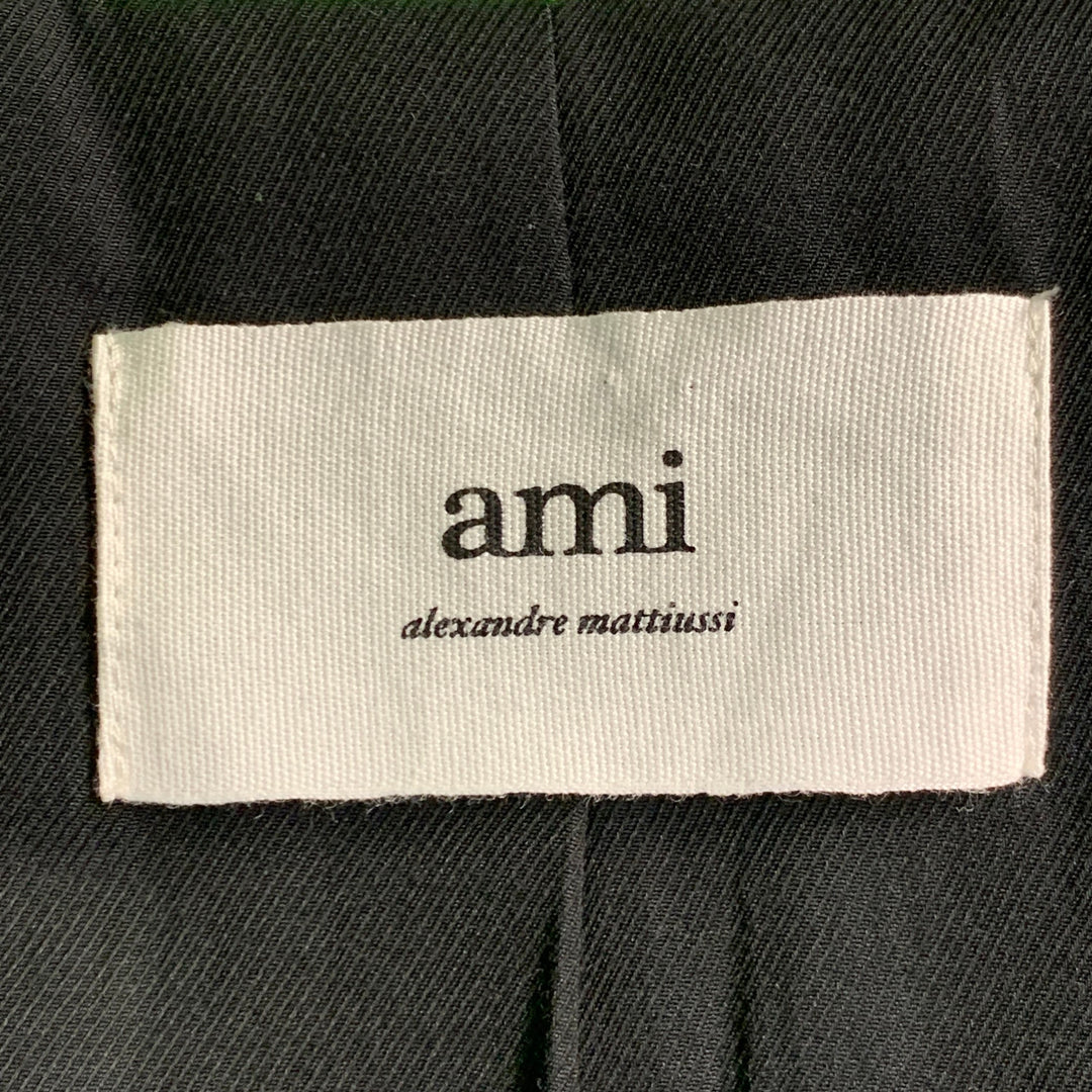 AMI by ALEXANDRE MATTIUSSI Size 36 Neon Green Wool Blend Twill Notch Lapel Suit