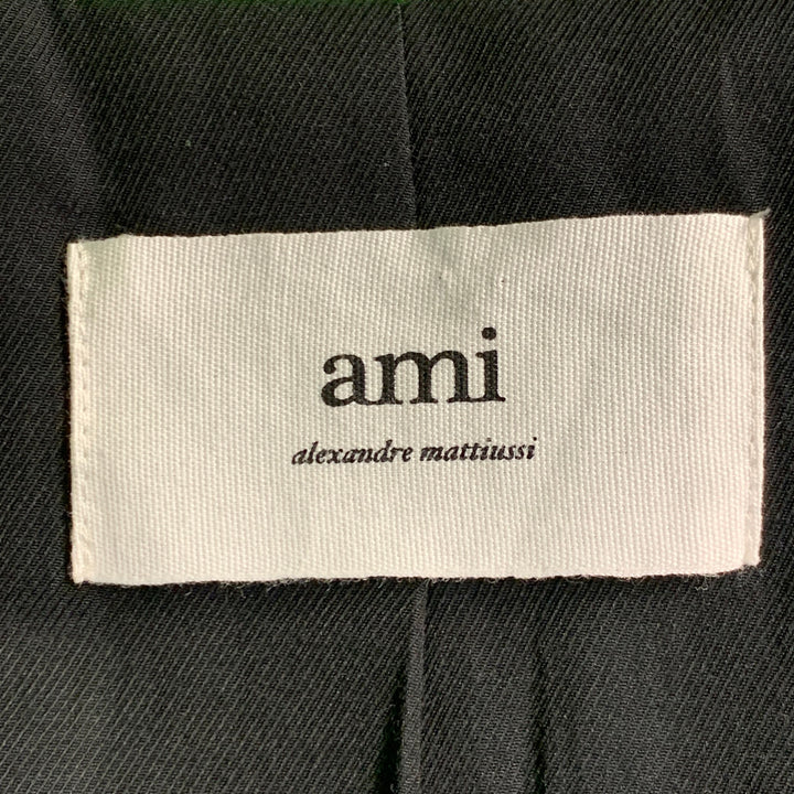 AMI by ALEXANDRE MATTIUSSI Size 36 Neon Green Wool Blend Twill Notch Lapel Suit