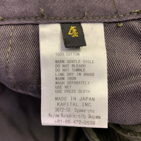 KAPITAL Size XL Olive Green Corduroy Cotton Button Fly Dress Pants