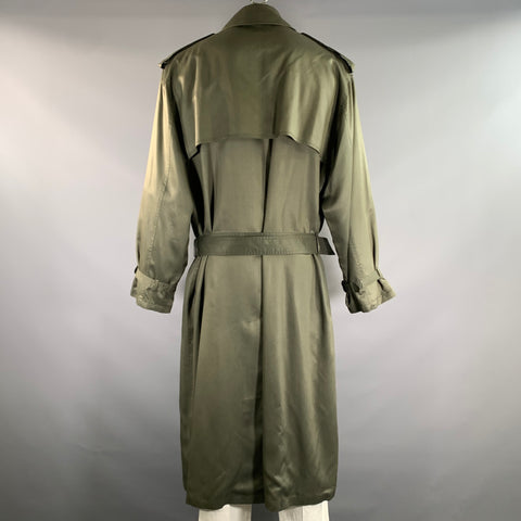 GIORGIO ARMANI Size 42 Green Olive Rayon Blend Trenchcoat