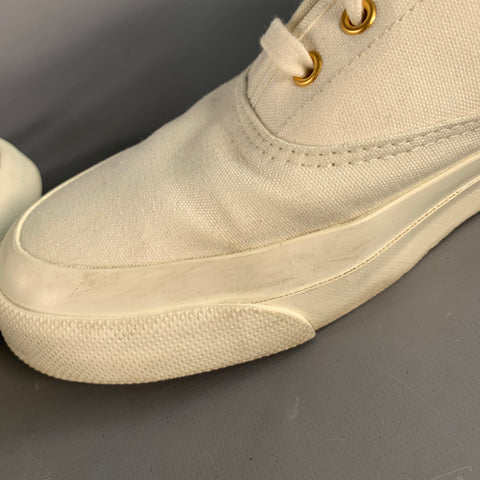 MAISON KITSUNE Size 8 White Gold Canvas High Top Sneakers