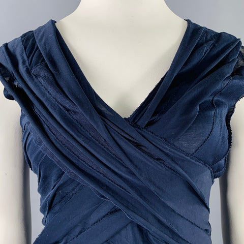 RALPH LAUREN Size L Navy Mercerized Cotton Sleeveless Casual Top