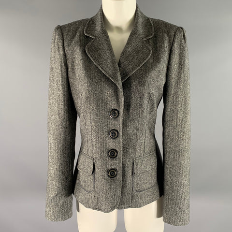 DOLCE & GABBANA Size 8 Grey Black Wool Blend Stripe Blazer