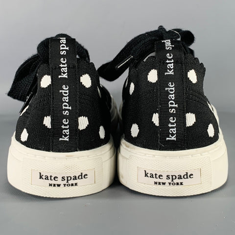 KATE SPADE Size 9.5 Black White Nylon Polka Dot Scallop Trim Sneakers