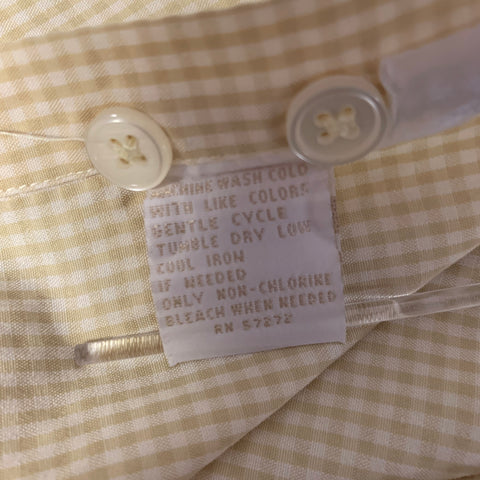 PERRY ELLIS Size L Yellow White Gingham Rayon Blend Short Sleeve Shirt