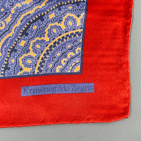 ERMENEGILDO ZEGNA Red Blue Silk Pocket Square