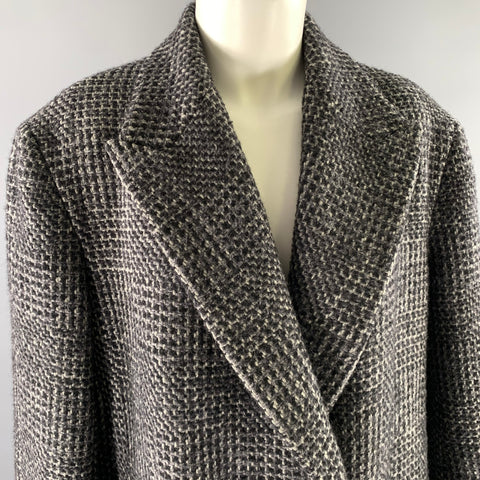 THE ROW Size XL Grey Black Wool Silk Blend Coat