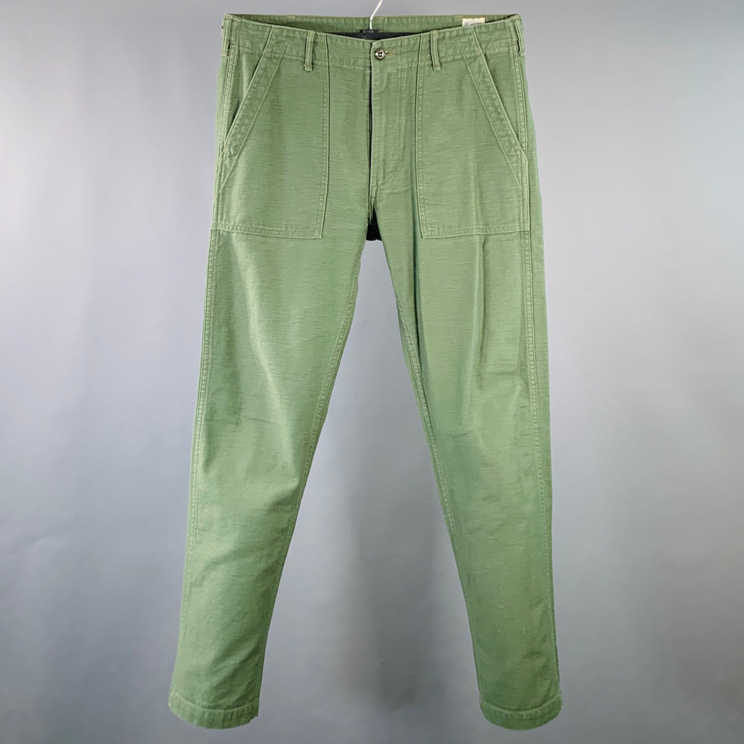 ORSLOW Size 34 Olive Green Cotton Straight Casual Pants