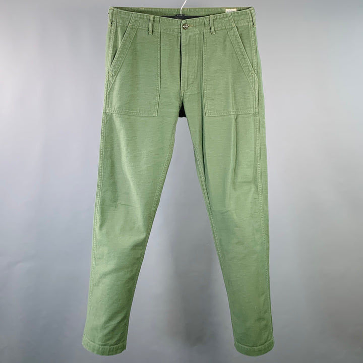 ORSLOW Size 34 Olive Green Cotton Straight Casual Pants