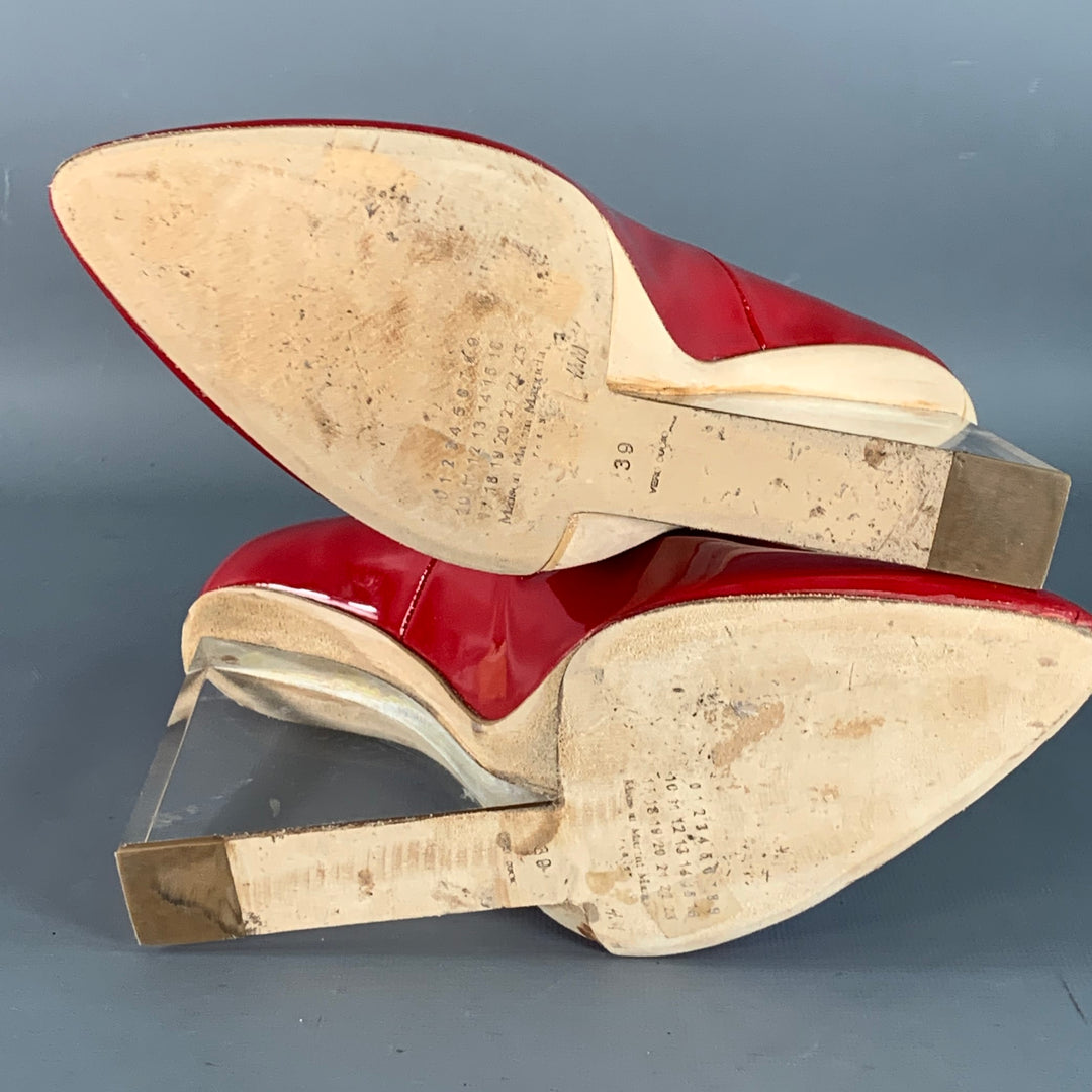 MAISON MARGIELA x H&M Size 9 Red Transparent Patent Leather Wedge Heels Pumps