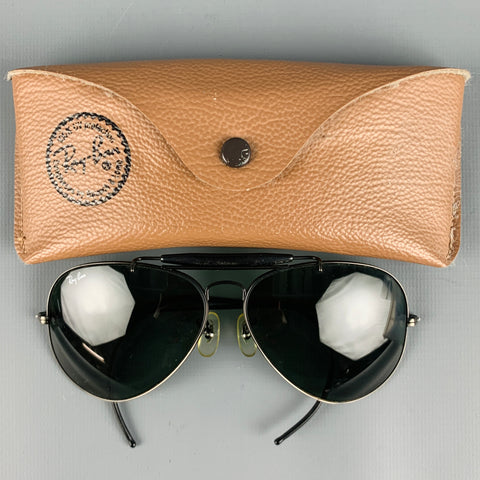 RAY-BAN Black Metallic Aviator Sunglasses