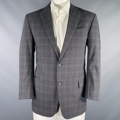 BROOKS BROTHERS Size 44 Grey Glenplaid Wool Polyester Sport Coat
