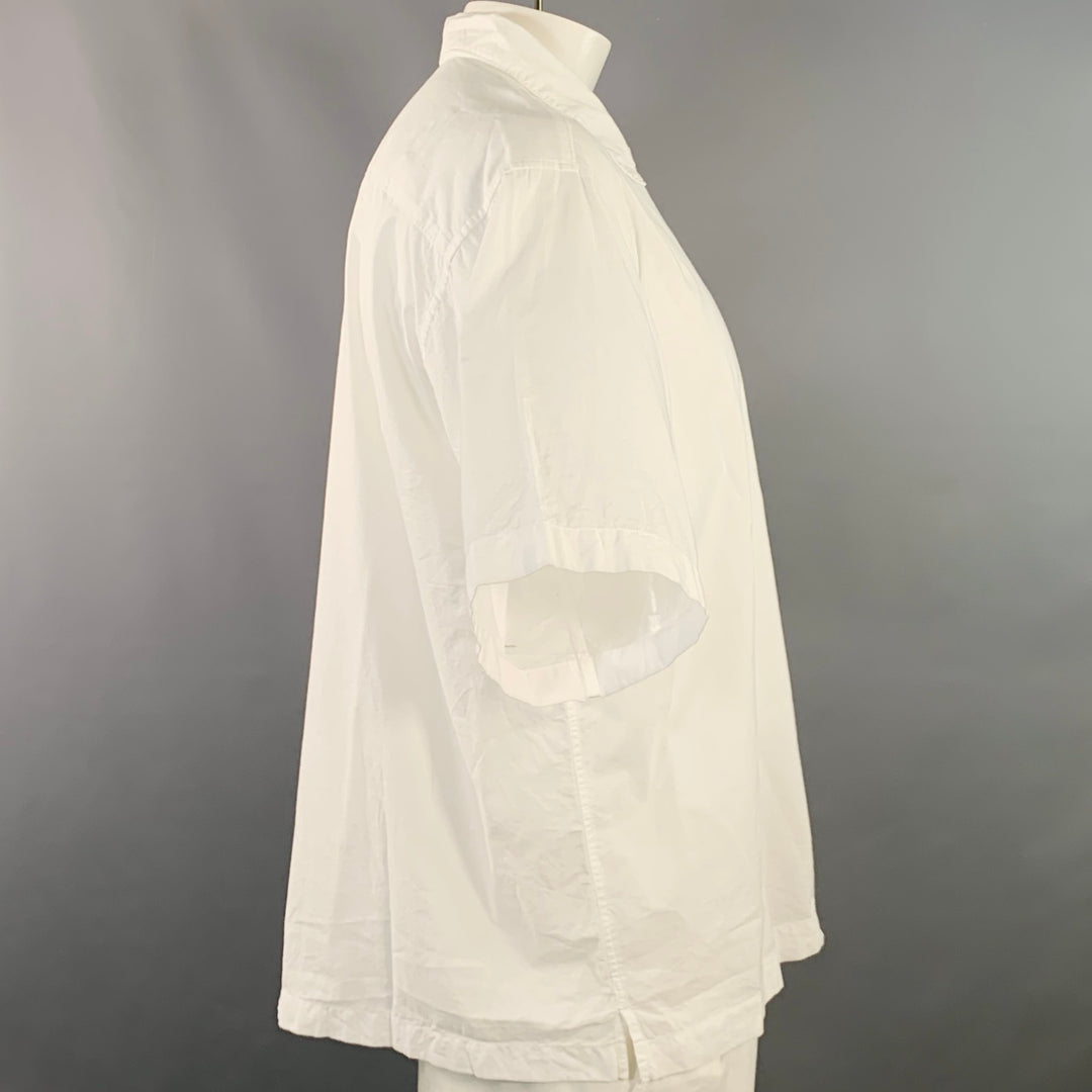 MERZ B. SCHWANEN Size XL White Organic Cotton One Pocket Oversized Short Sleeve Shirt