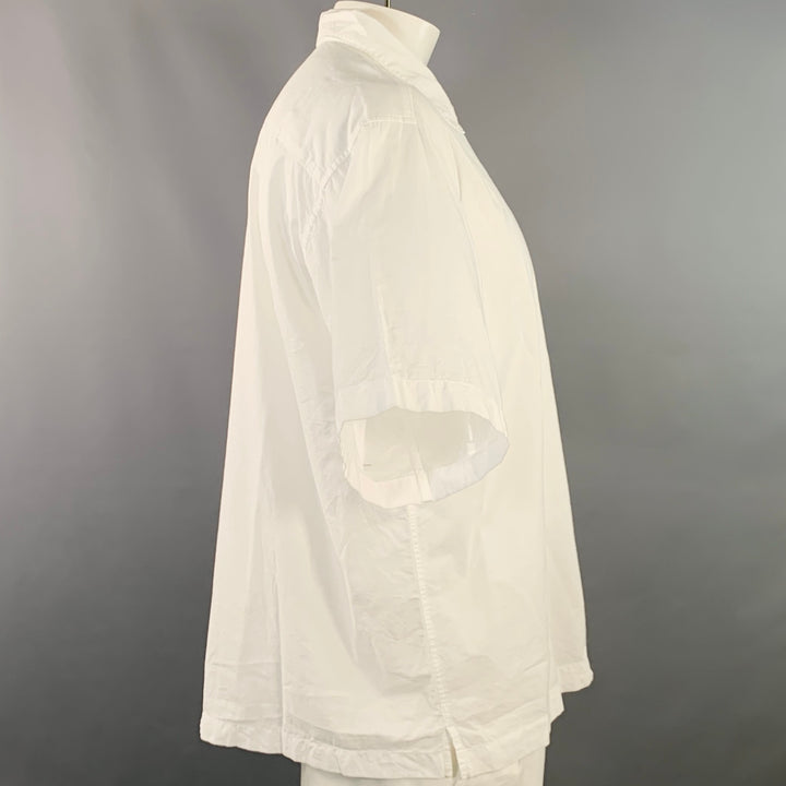 MERZ B. SCHWANEN Size XL White Organic Cotton One Pocket Oversized Short Sleeve Shirt