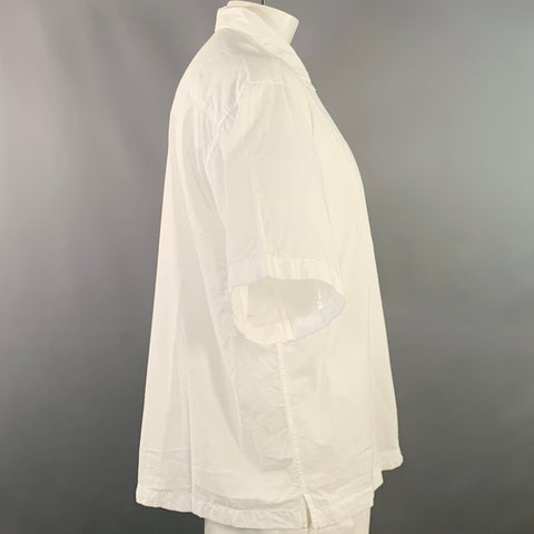 MERZ B. SCHWANEN Size XL White Organic Cotton One Pocket Oversized Short Sleeve Shirt
