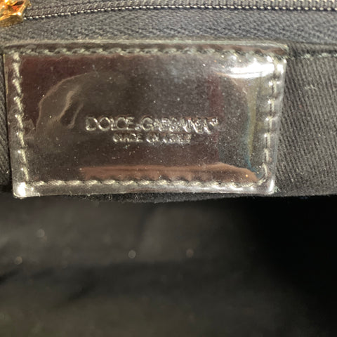 DOLCE & GABBANA Black Gold Faux Leather Polyurethane Handbag