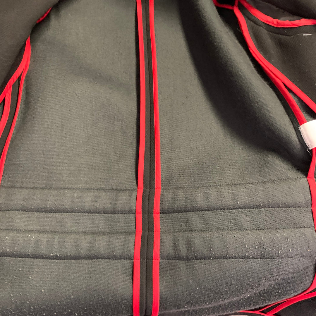 CELINE Size 4 Black Wool Zippers Detail Bondage Coat