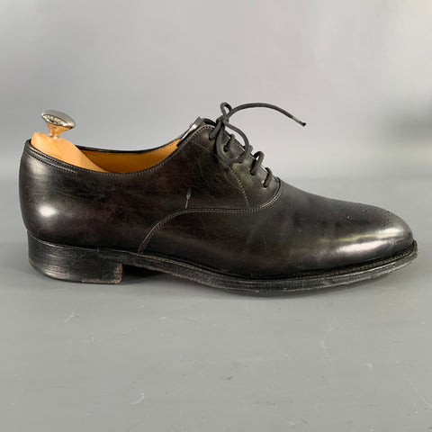 JOHN LOBB KEPAS Size 9 Black Perforated Leather Pointed Toe Lace Up Shoes