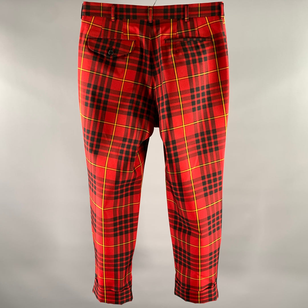 COMME des GARCONS HOMME PLUS Size M Red Black Yellow Tartan Pants