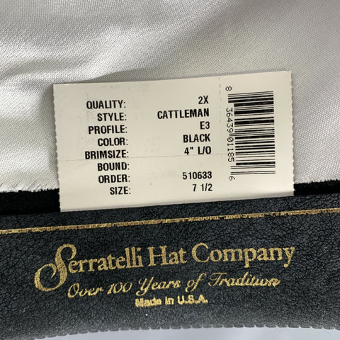 SERRATELLI Size 7.5 Black Cowboy Feather Hats