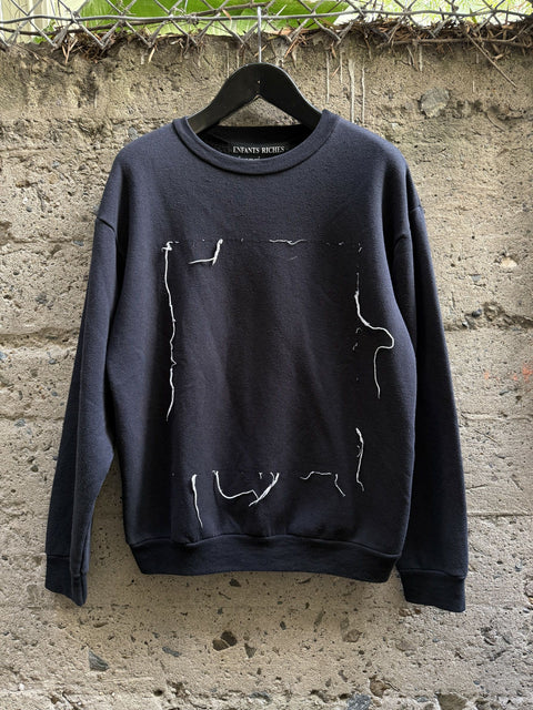 ENFANTS RICHES DEPRIMES L Distressed Cotton Crew Neck Sweatshirt