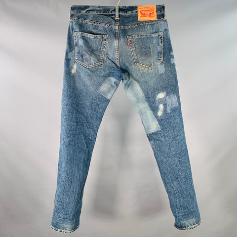 LEVI STRAUSS Size 32 Blue Distressed Visible Mending Patches Jeans