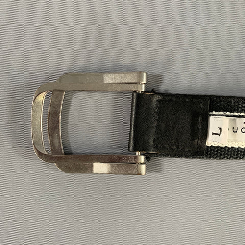 PARKE & RONEN Size 40 Black White Stripe Belt