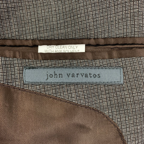 JOHN VARVATOS Talla 40 Abrigo deportivo con solapa de muesca de lana en rejilla negra gris