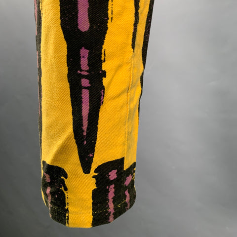 STEPHEN SPROUSE Vintage FW88 Size 31 Yellow Purple Black Bullet Print Cotton Tapered Jeans