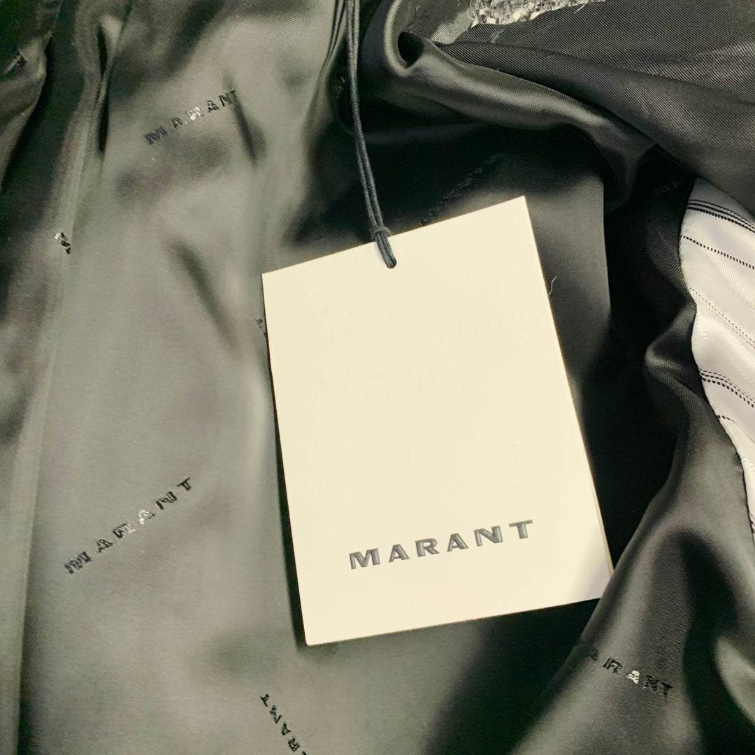 ISABEL MARANT Size 40 Denton Black White Herringbone Tweed Wool Blend Coat