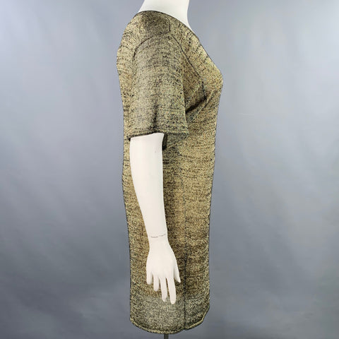 PORTS 1961 Size L Gold Cotton Blend Knit Short Sleeve Dress