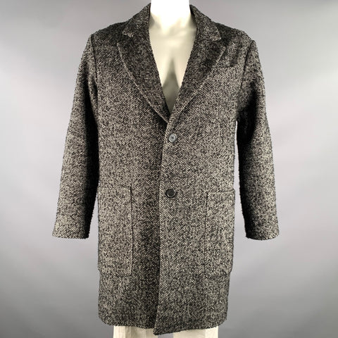 AMI by ALEXANDRE MATTIUSSI Size 40 Grey Black Herringbone Wool Blend Coat