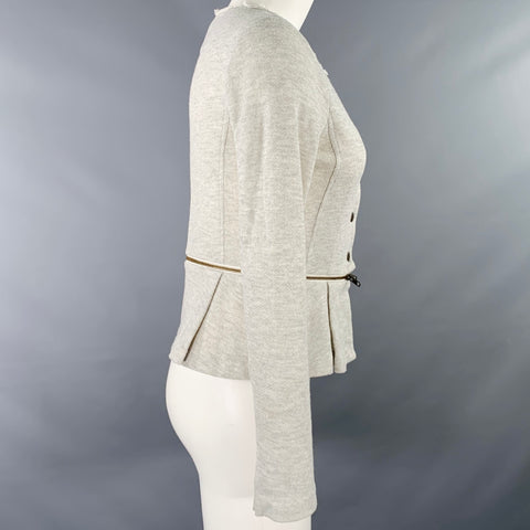 BARNEYS NEW YORK Size XS Grey Cotton Blend Peplum Jacket Blazer