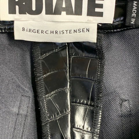 ROTATE Size 4 Jeanine Black Faux Leather Croc Embossed Tapered Casual Pants