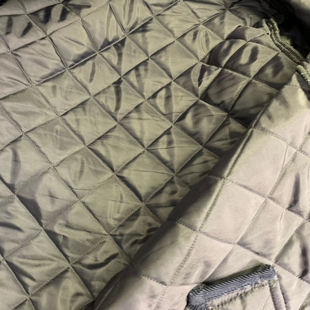 MACKINTOSH Size M Navy Green Window Pane Wool Quilted Button Up Jacket