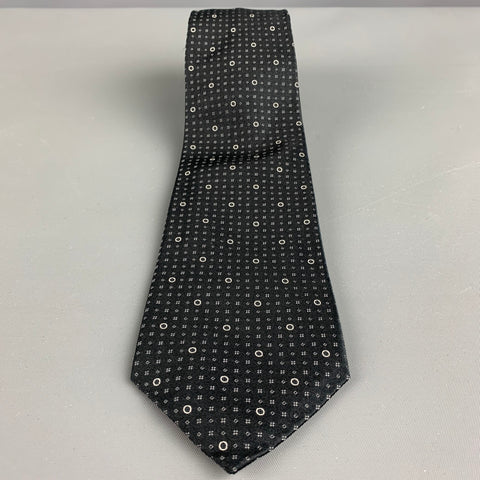 JOHN VARVATOS Black White Dots Silk Tie