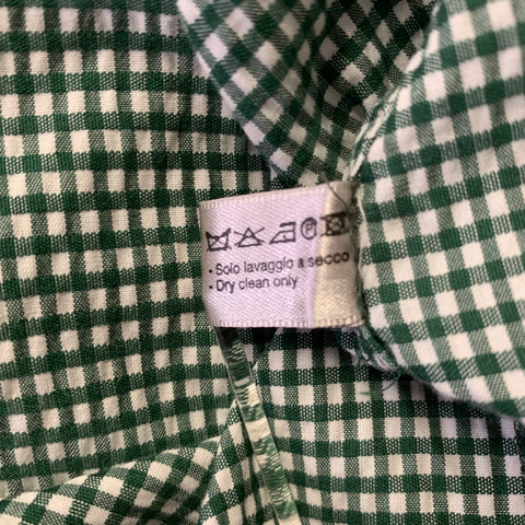 Chemise manches longues en coton à carreaux vichy vert et blanc BOTTEGA VENETA taille XL