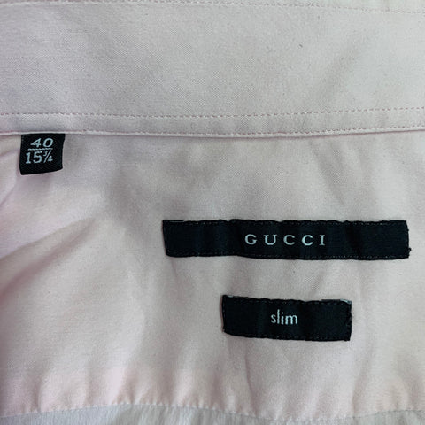 GUCCI Size M Pink Cotton Blend Slim Fit Long Sleeve Shirt