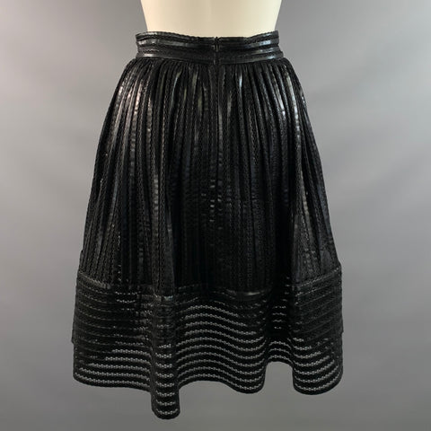 MAJE Size 1 Black Polyester Stripe A Line Knee Length Skirt